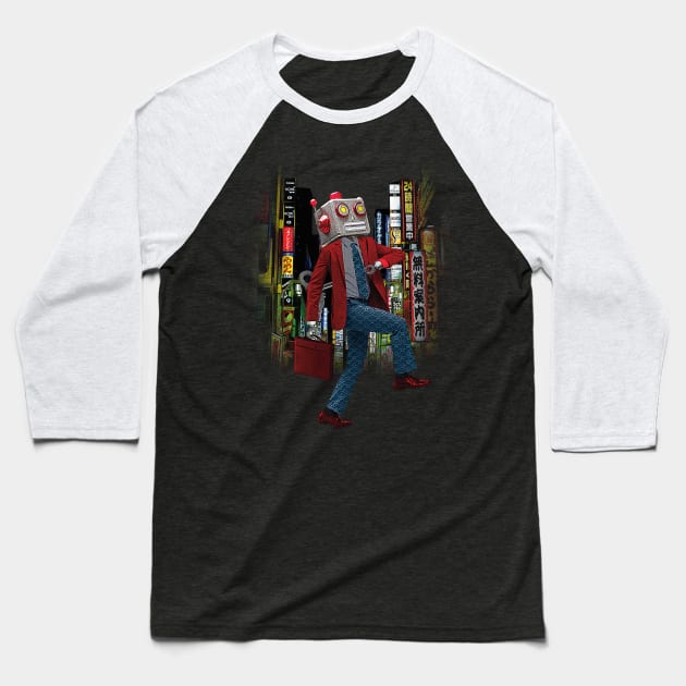 Mr. Roboto's Night On The Town Baseball T-Shirt by JoeConde